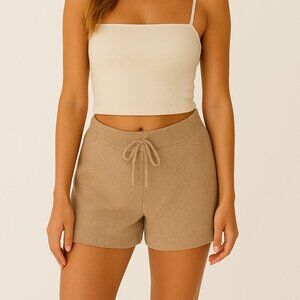 DYI Women's Sweater Felt Bottom Short Beige Size Small